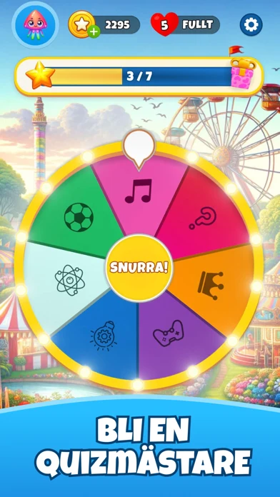Spin the colourful quiz wheel — screenshot from the Swedish TimeBlast app